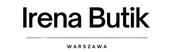 A minimalist brand card or logo graphic featuring the text 'Irena Butik' in a bold black serif font, with 'WARSZAWA' in smaller uppercase letters below a thin horizontal line, all centered on a solid off-white background.