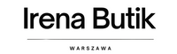 A minimalist brand card or logo graphic featuring the text 'Irena Butik' in a bold black serif font, with 'WARSZAWA' in smaller uppercase letters below a thin horizontal line, all centered on a solid off-white background.